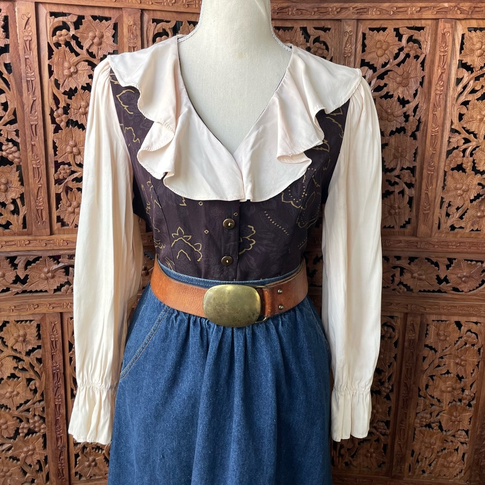 Vintage Victorian Renaissance western Romantic Ruffle Collar paisley blouse